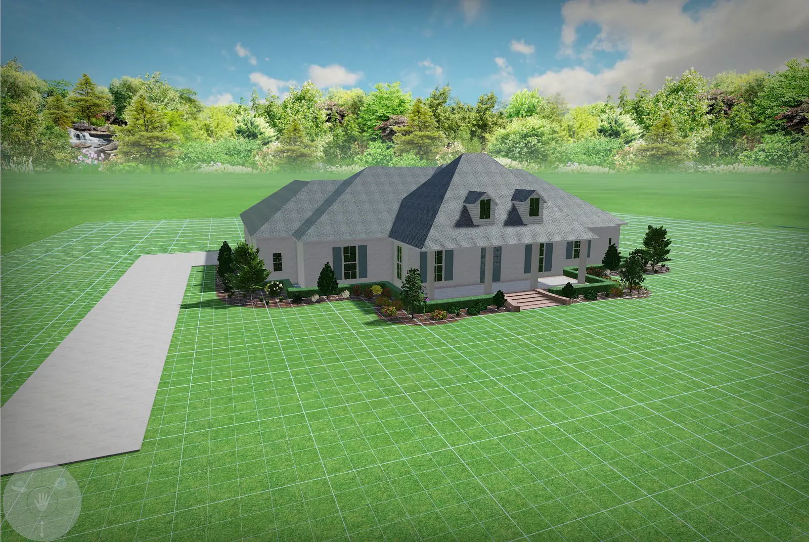 3D design preview of a pool, pergola, and patio for a Louisiana Landscape Innovations project